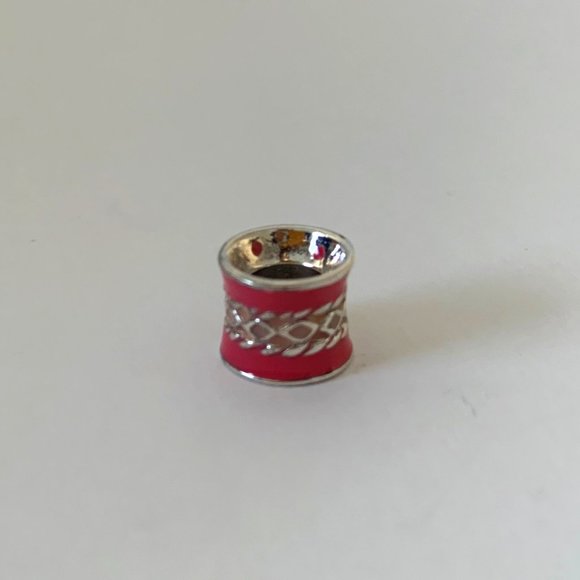 Pink Enamel & 925 Sterling Silver Lattice Charm Bracelet Bead Persona Pandora - Picture 1 of 2